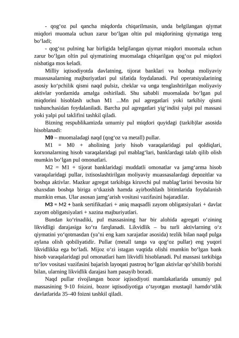 PUL-KREDIT TIZIMI. BANKLAR VA ULARNING BOZOR IQTISODIYOTIDAGI ROLI 4