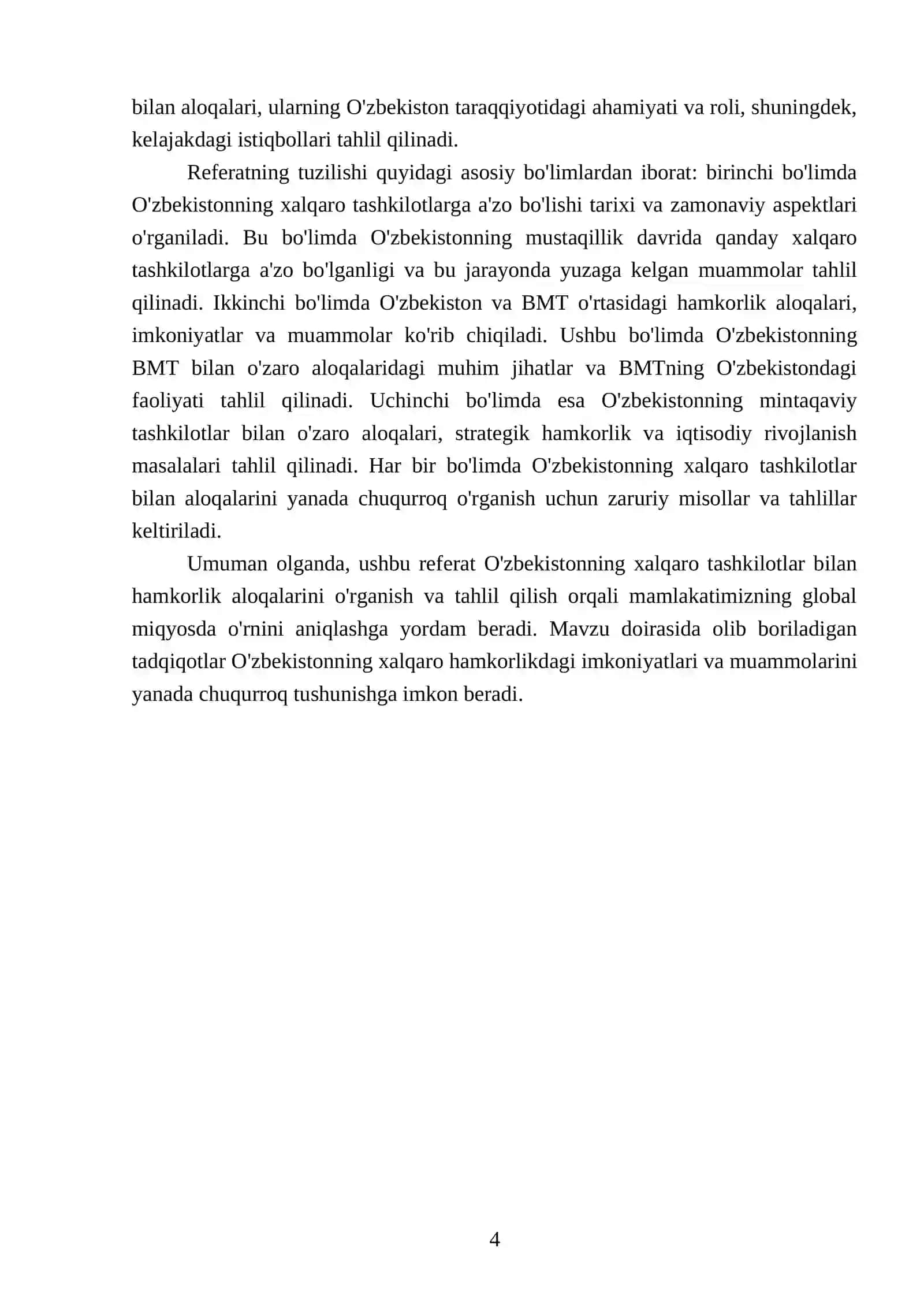 O'zbekistonning xalqaro tashkilotlar bilan hamkorlik aloqalari 4