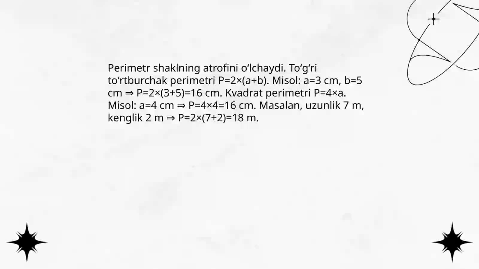Boshlang`ich sinflarda to’g’ri to’rtburchak va kvadratning perimetrini, yuzaga doir masalalar yechishga o’rgatish 4