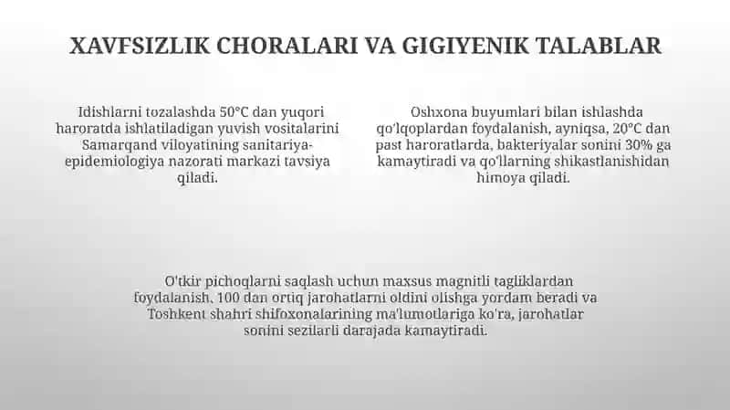 Oshxona uy anjomlarini saqlash tozalash va jihozlash usullari 4