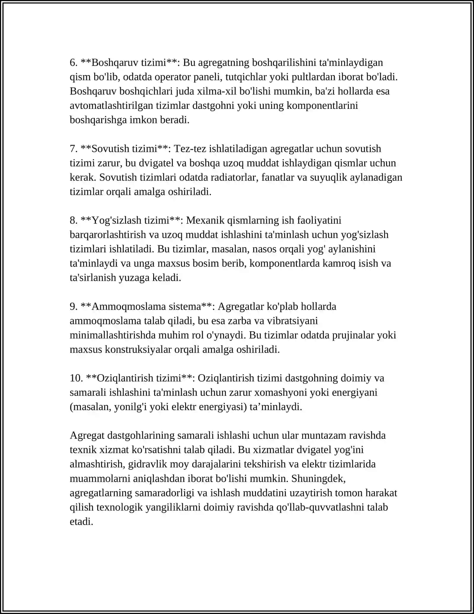 AGREGAT DASTGOHLARI UCHUN MOSLAMA 4