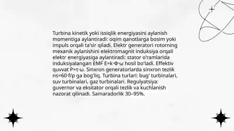 Energiya ishlab chiqarish uzatish va tahsimlash jarayonlari 4