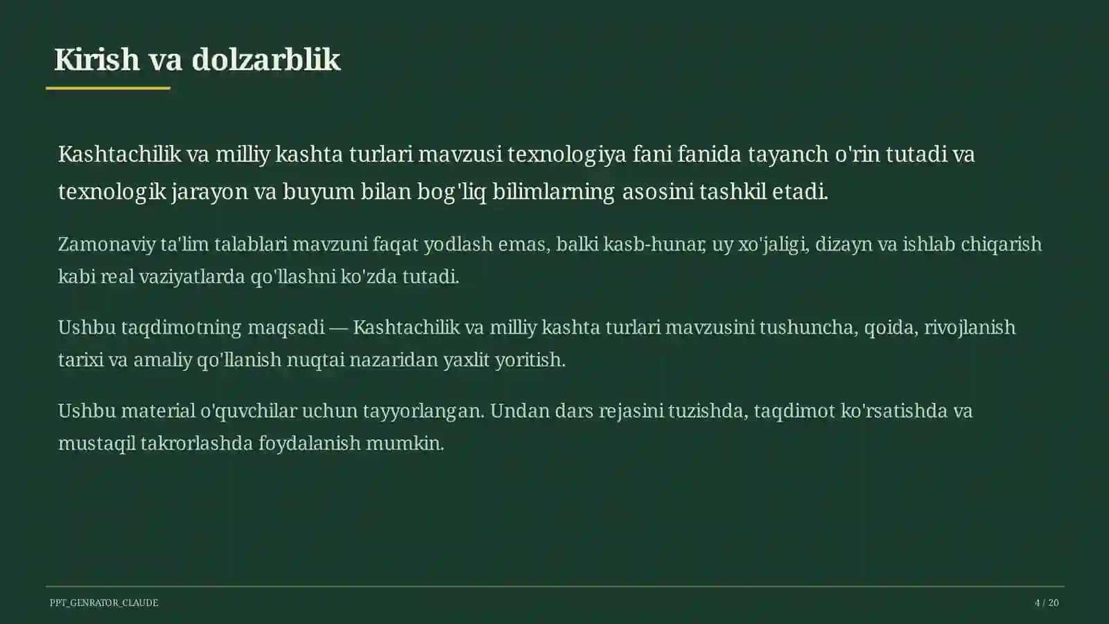 Kashtachilik va milliy kashta turlari (5-sinf) 4