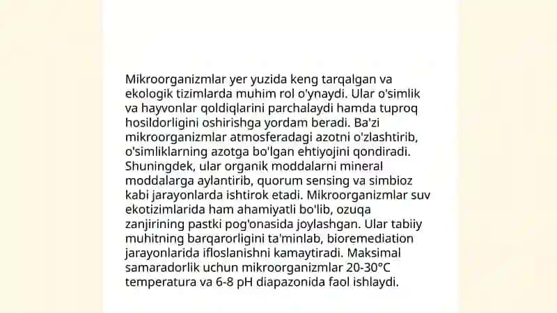 Ekologik jihatdan toza biopreparatlar yaratishda mikroorganizmlardan foydalanishning ahamiyati 4