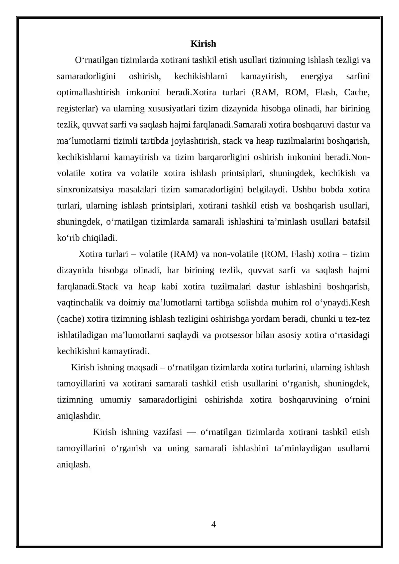 O‘RNATILGAN TIZIMLARDA XOTIRANI TASHKIL ETISH USULLARI 4