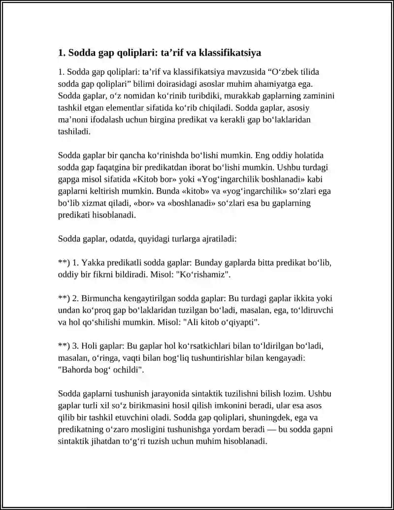 O‘zbek Tilida Sodda Gap Qoliplari 4