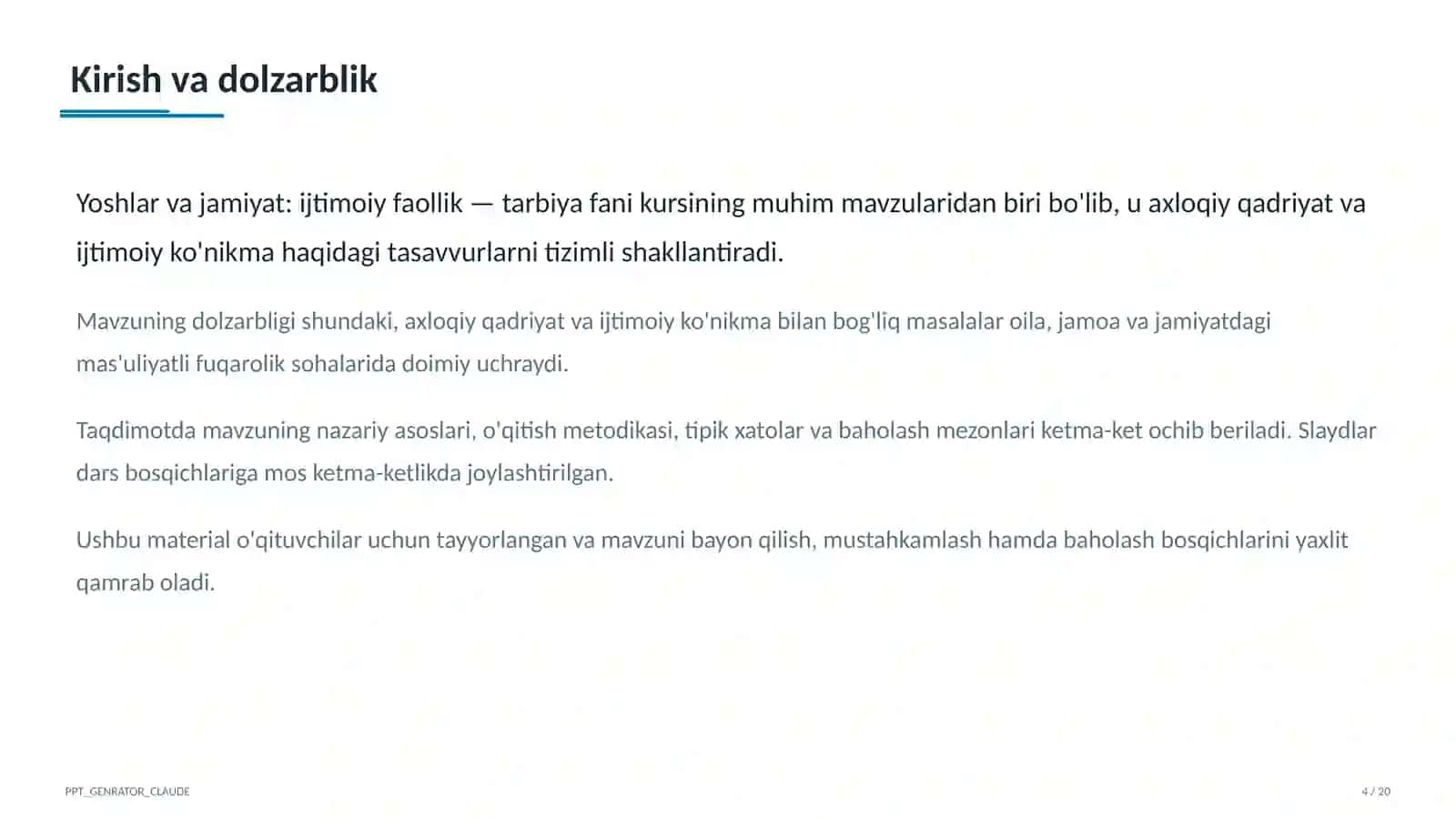 Yoshlar va jamiyat: ijtimoiy faollik (10-sinf) 4
