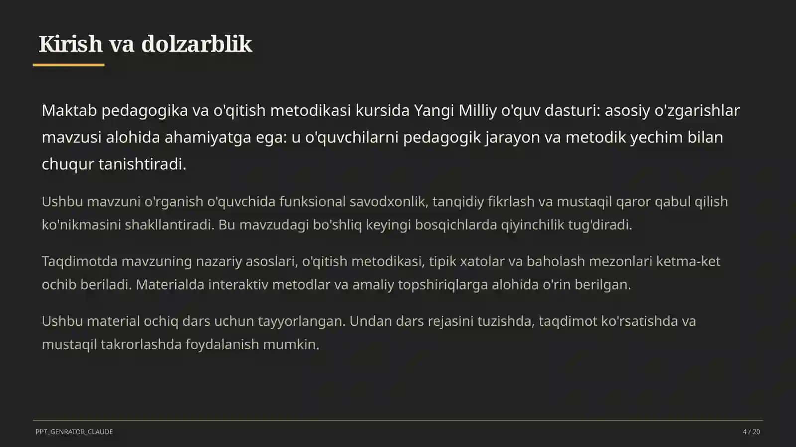 Yangi Milliy o'quv dasturi: asosiy o'zgarishlar 4