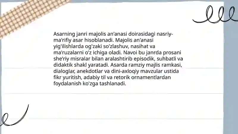 Majolis un-nafois asarini o'rganish va tahlili 4