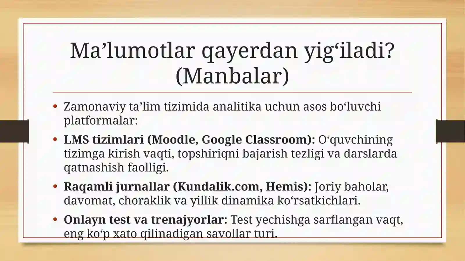 TAʼLIMIYANALITIKA VOSITALARIDAN FOYDALANISH AMALIYOTI 4