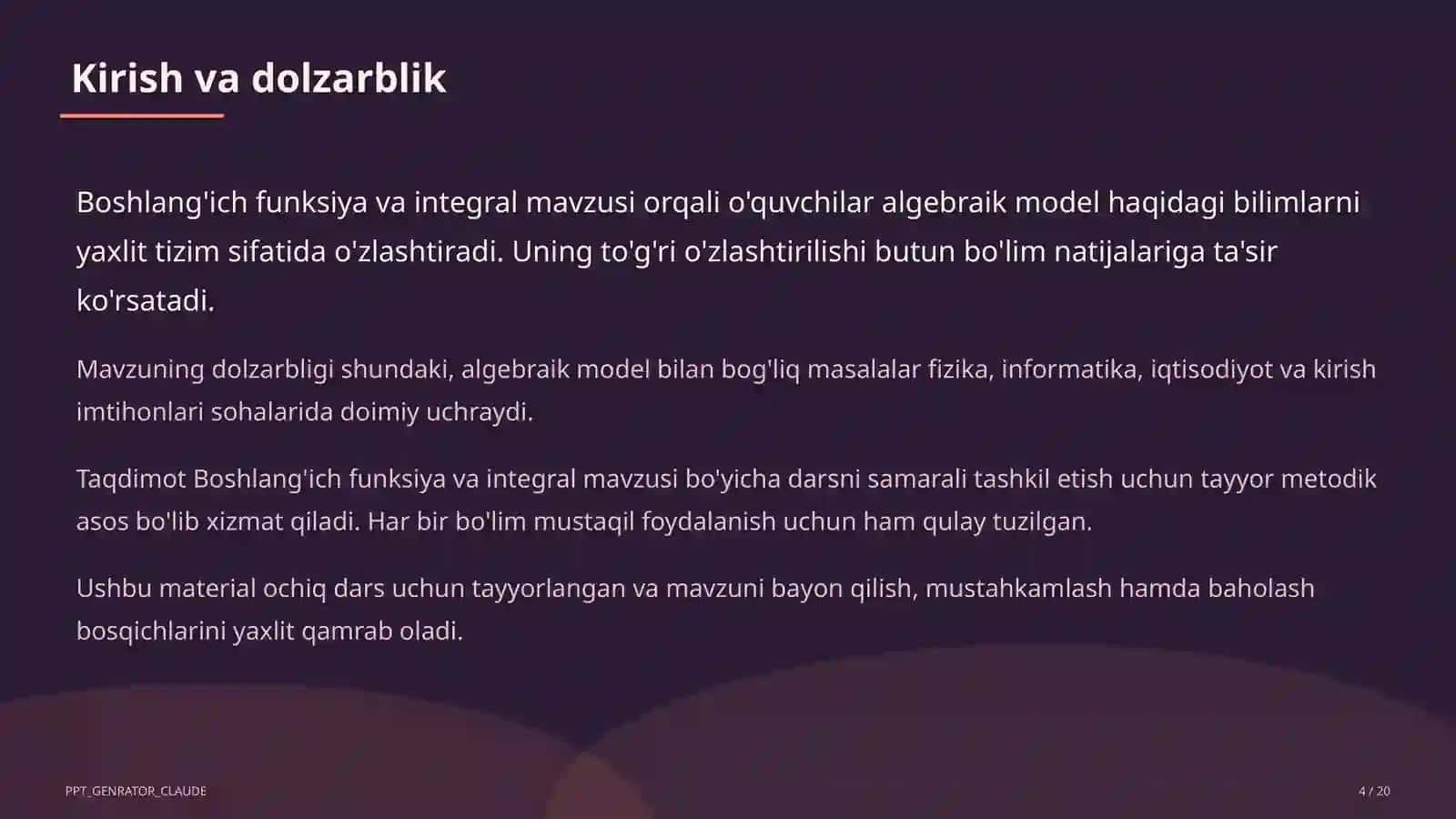 Boshlang'ich funksiya va integral (11-sinf) 4