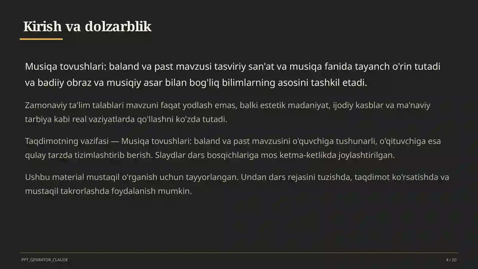 Musiqa tovushlari: baland va past (1-sinf) 4