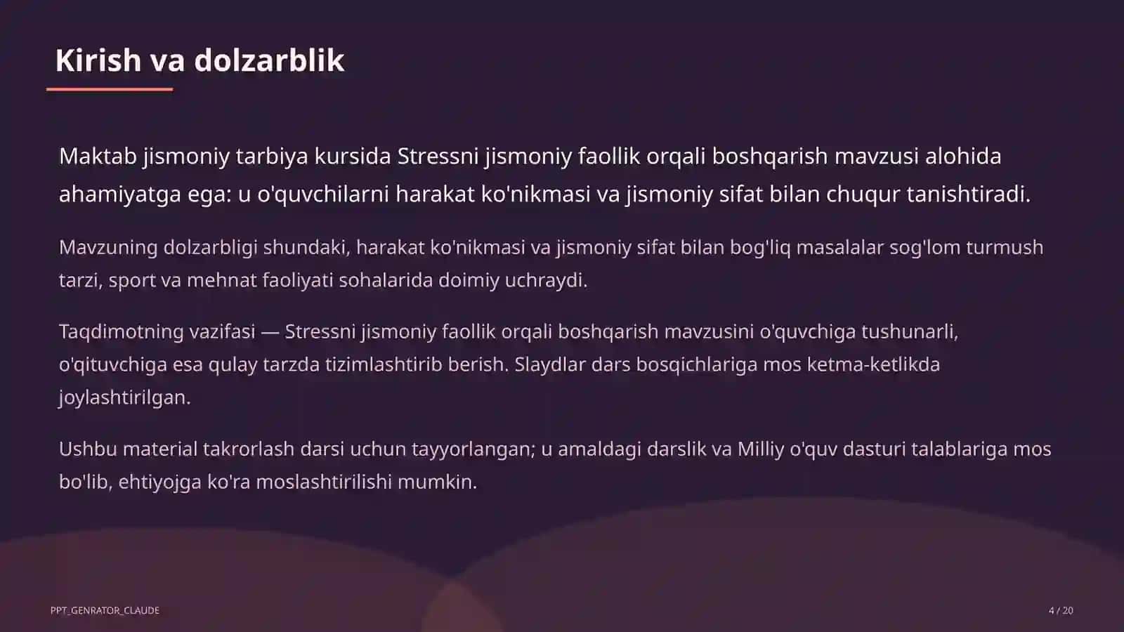 Stressni jismoniy faollik orqali boshqarish (11-sinf) 4
