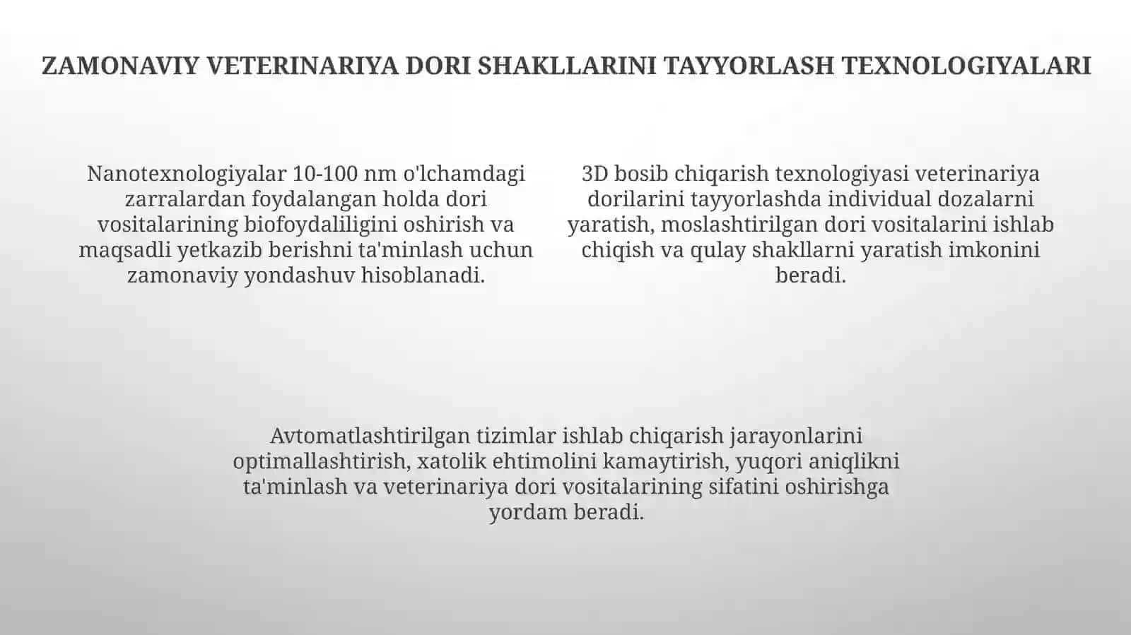 Veterinariya dori shakllarini tayyorlash texnologiyasi 4