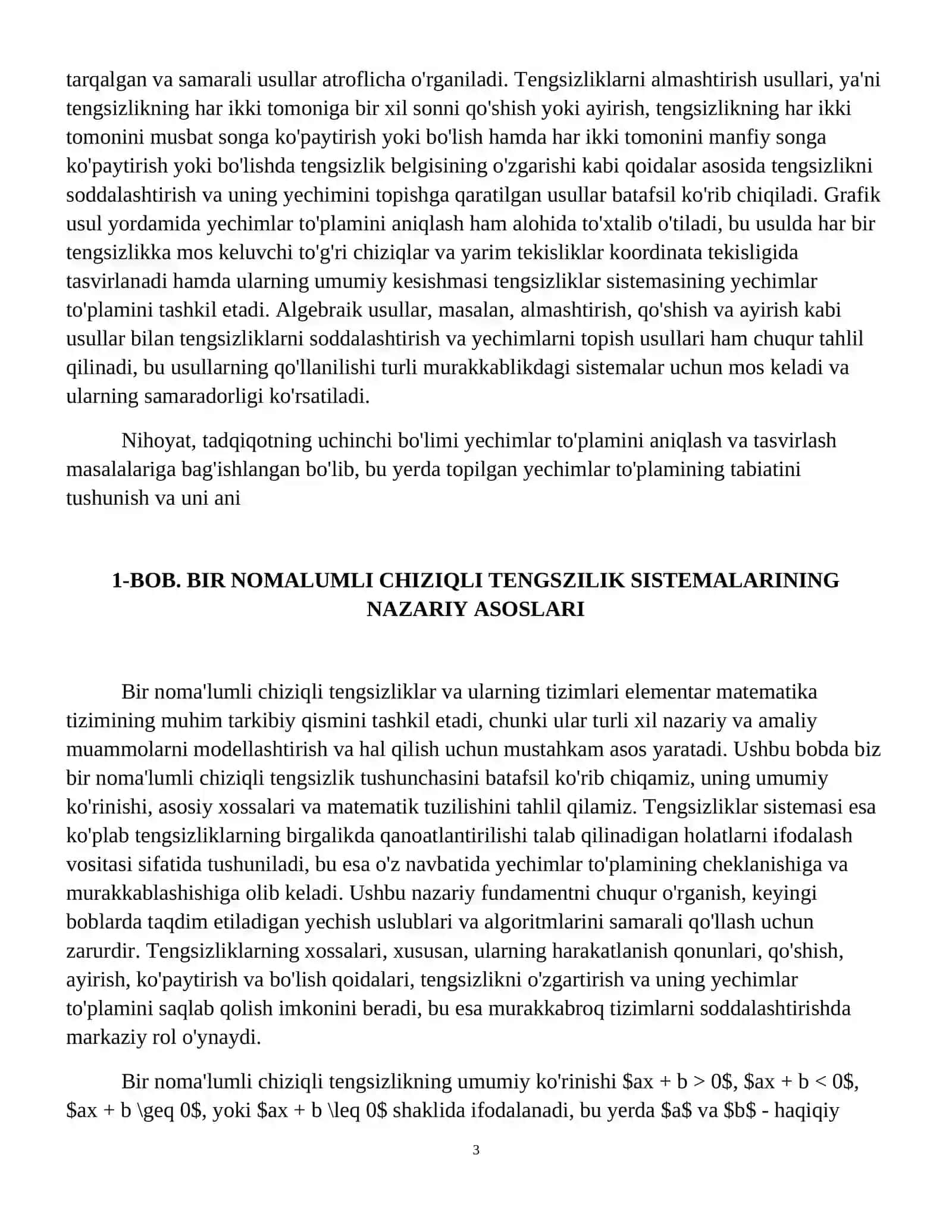 Biror noma'lumli chiziqli tengsizlik sistemasi va yechimlar to'plamini aniqlash 4