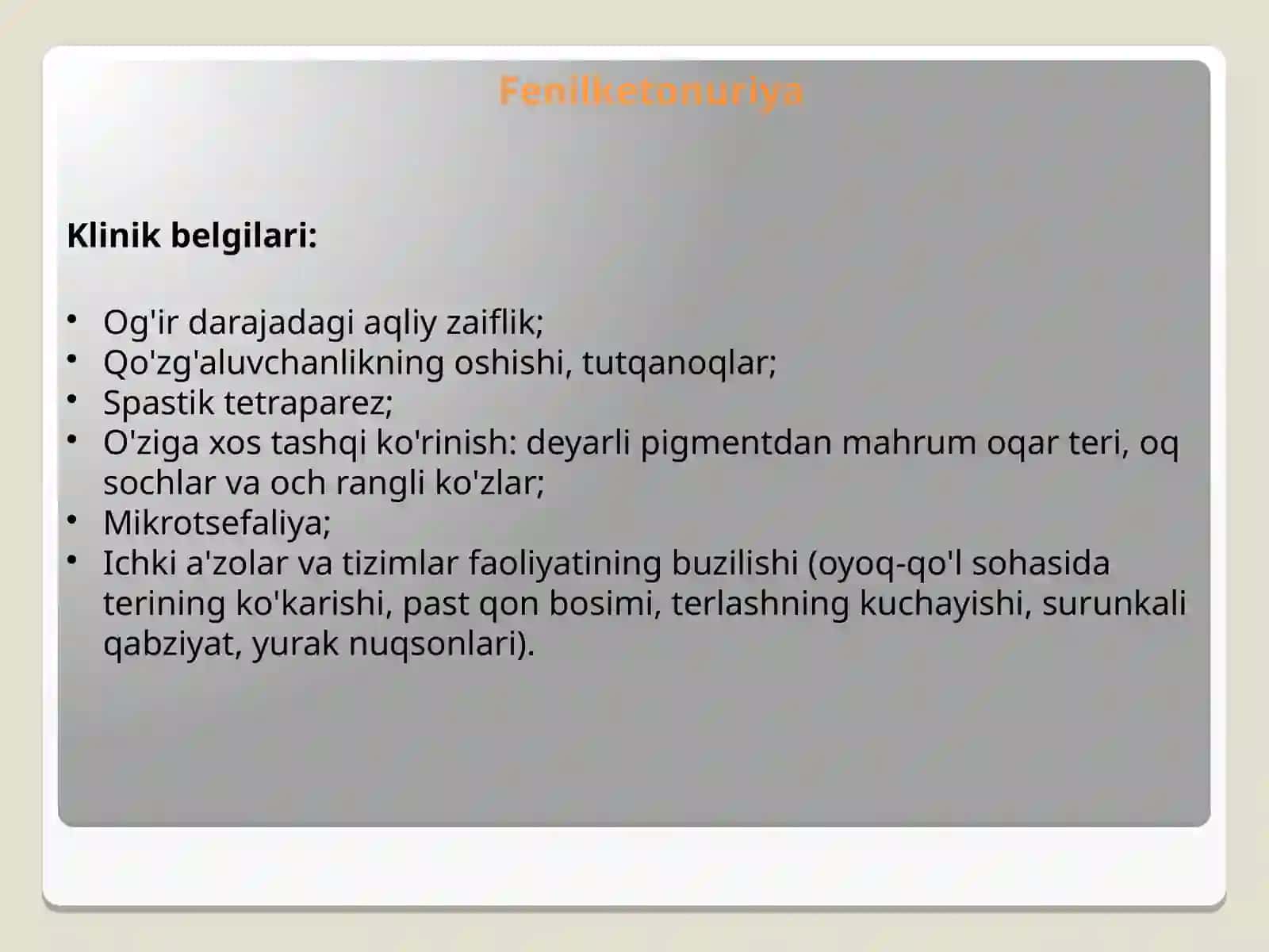 Fenilketonuriya kasalligi va diagnostikasi 4