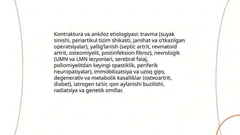 Boʻgʻimlar kontraktura va ankiloz.Oyoq panjasi statik deformatsiyasi 4