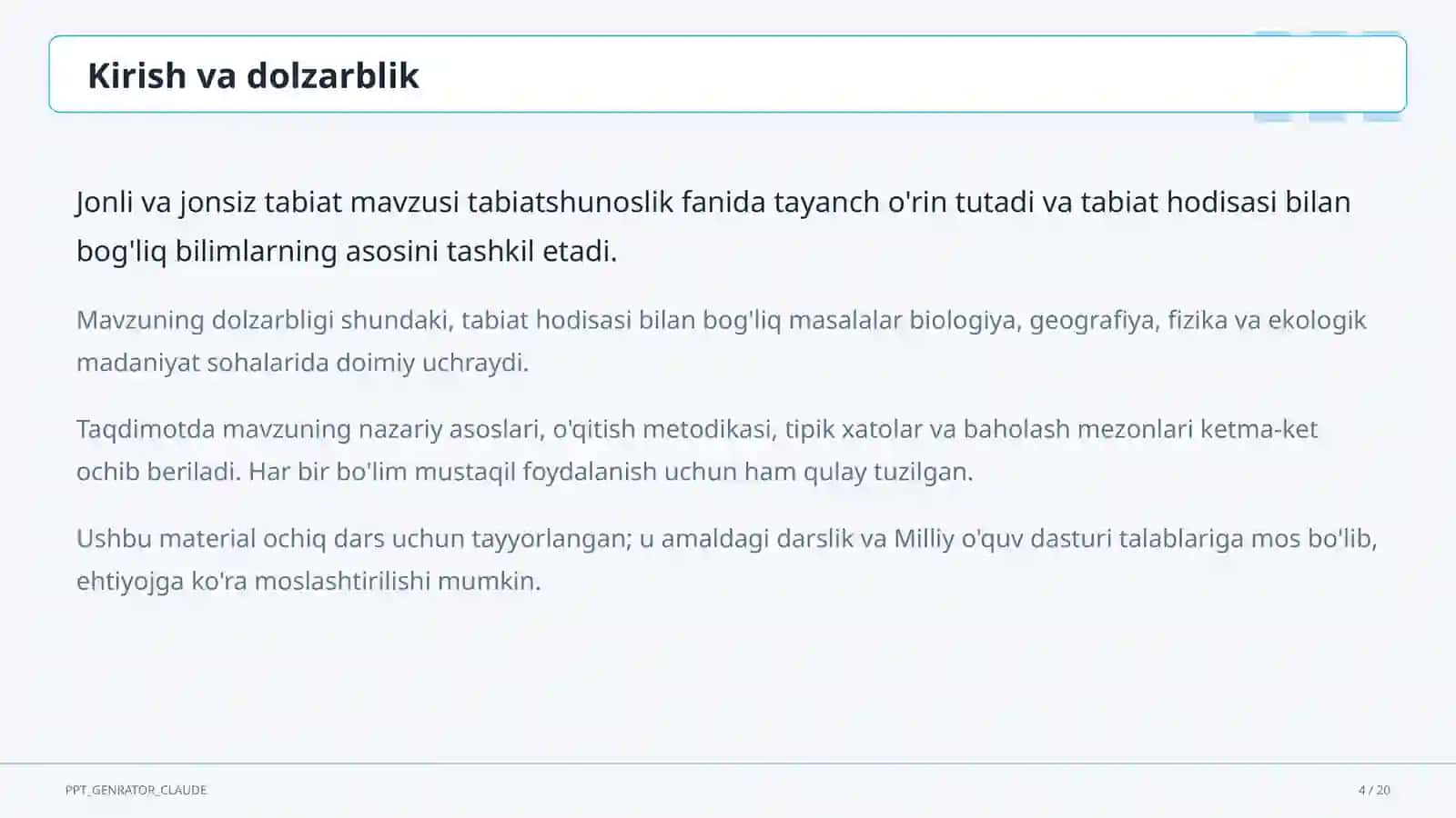 Jonli va jonsiz tabiat (2-sinf) 4