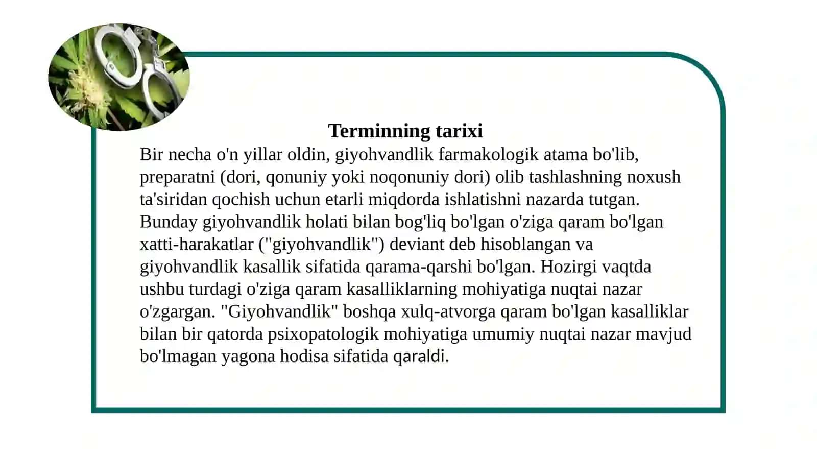 Giyohvandlik va ularning inflanishi 4