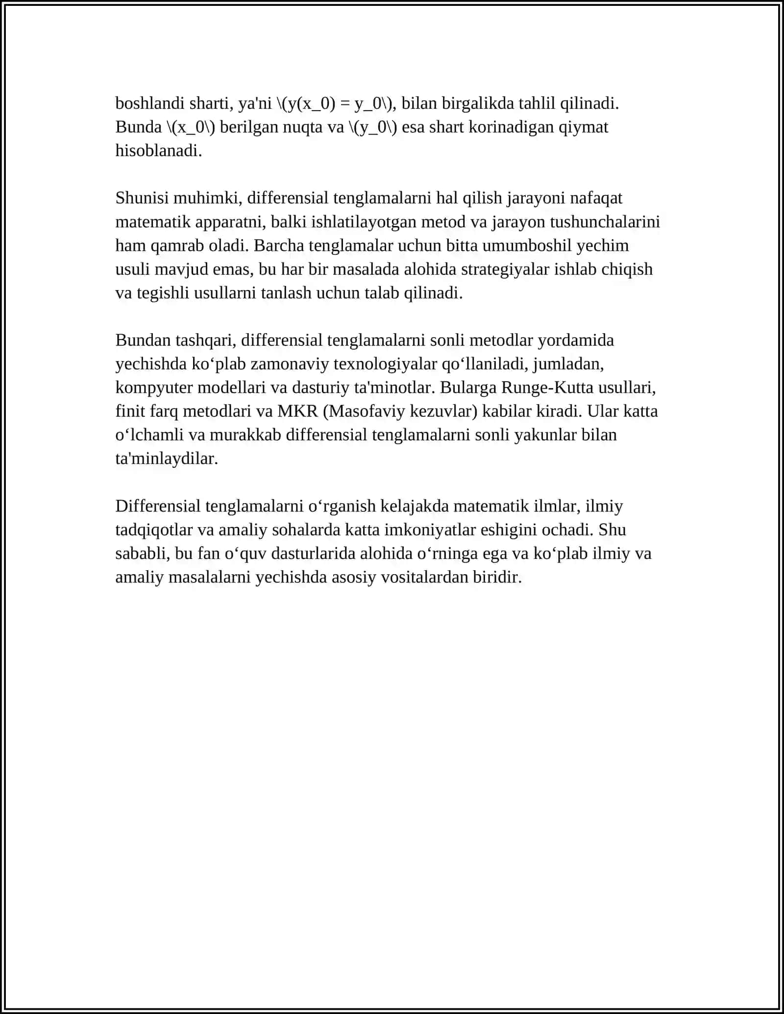 MUSTAQIL ISH Mavzu: BIR JINSLI TENGLAMALAR SISTEMASINI YECHISH USULLARI 4