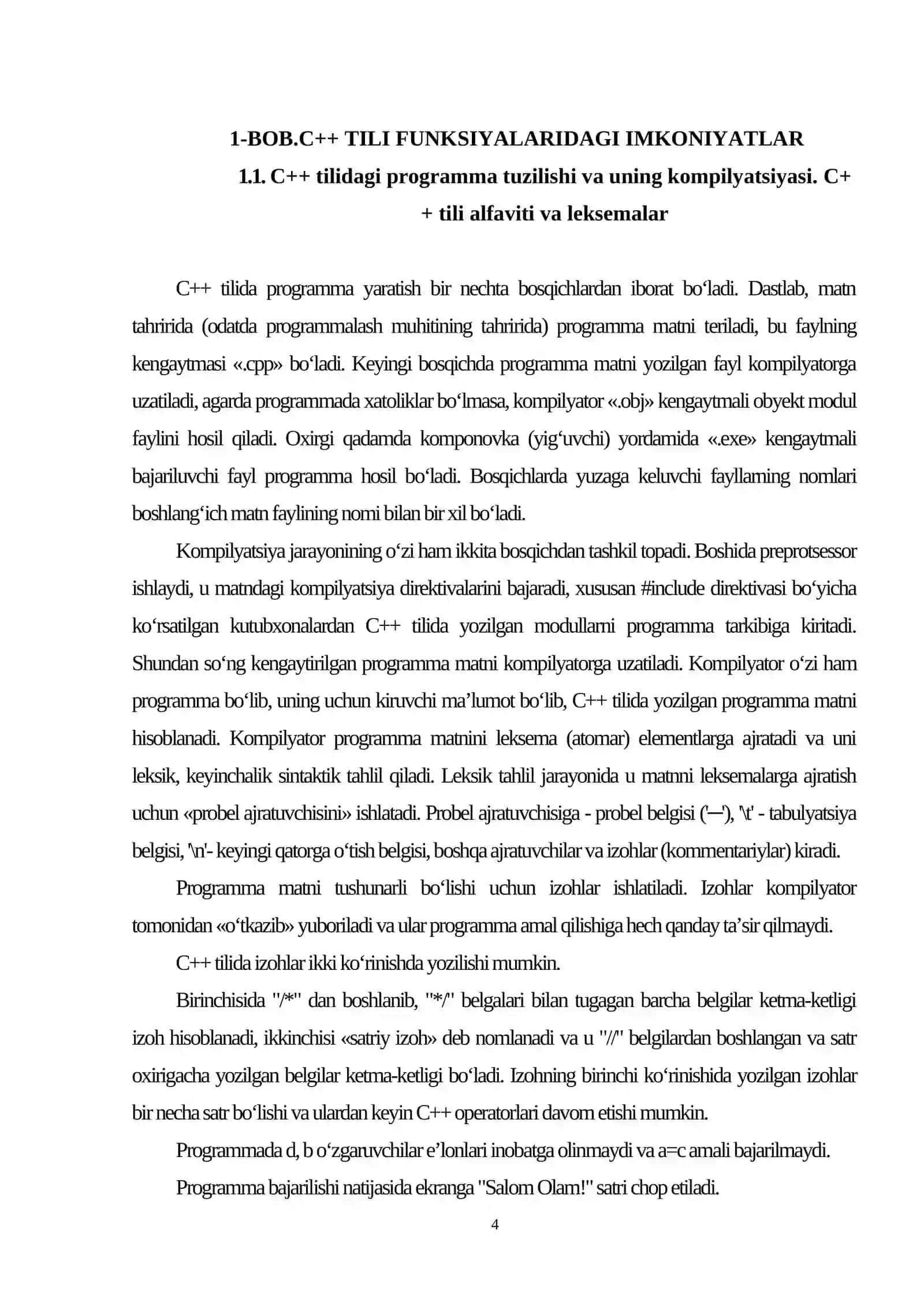 C++ TILI VA UNING LEKSIK ASOSLARI 4