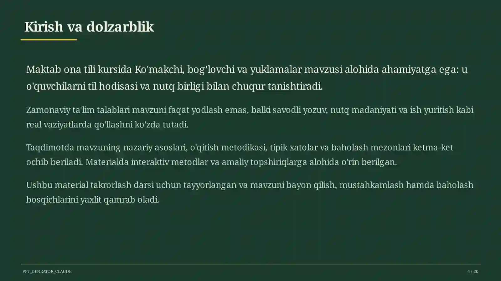 Ona tili (5-11) - takrorlash darsi uchun 4