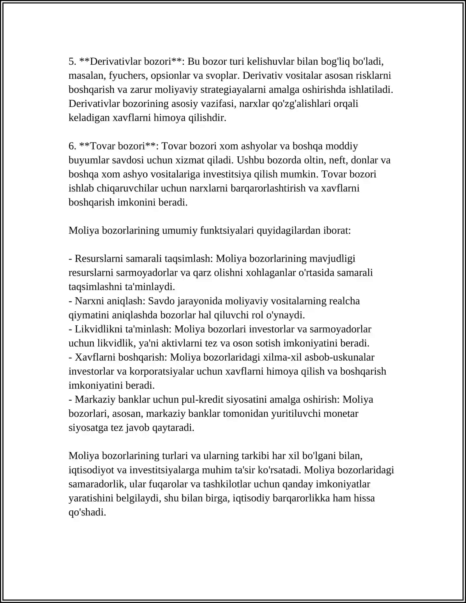 Moliya Bozorlarida Biznes Turlari va Ularning Rivojlanish Holati 4
