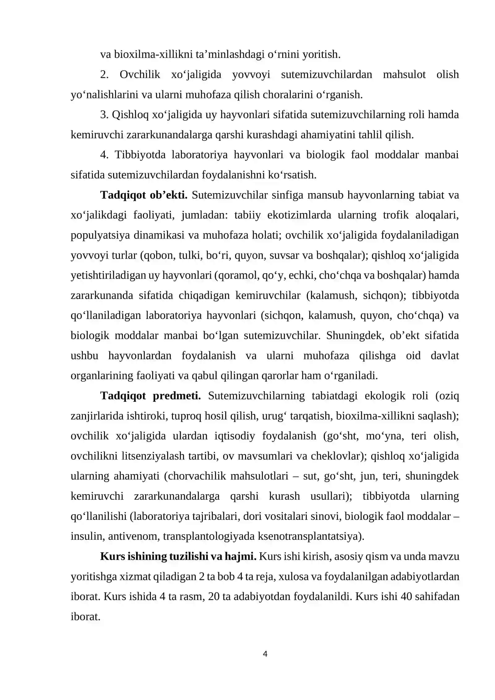 Sutemizuvchilar sinfi vakillarining tabiatdagi va xo’jalikdagi ahamiyati 4