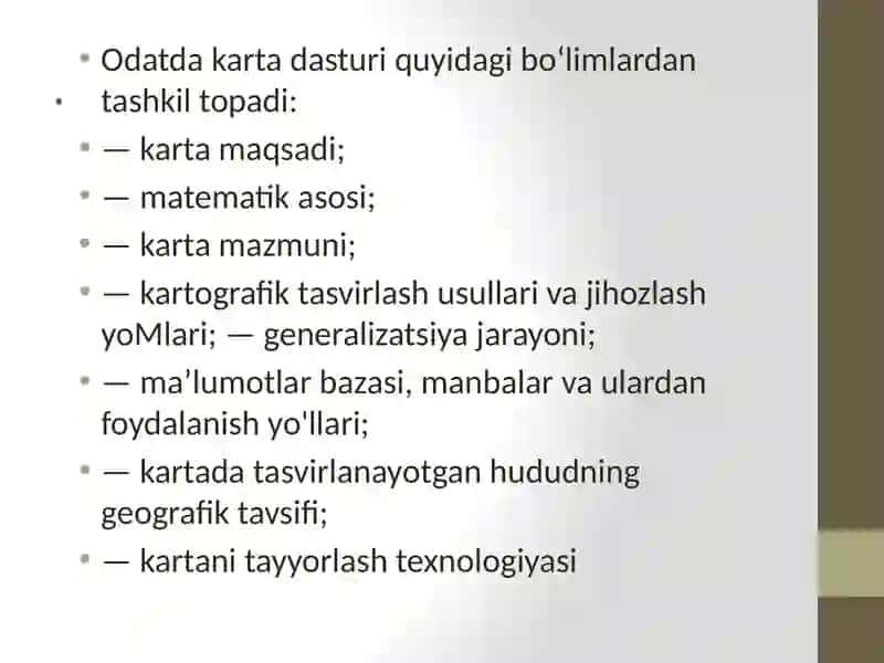 Kartalarni dasturi va uni ishlab chiqishning ahamiyati 4