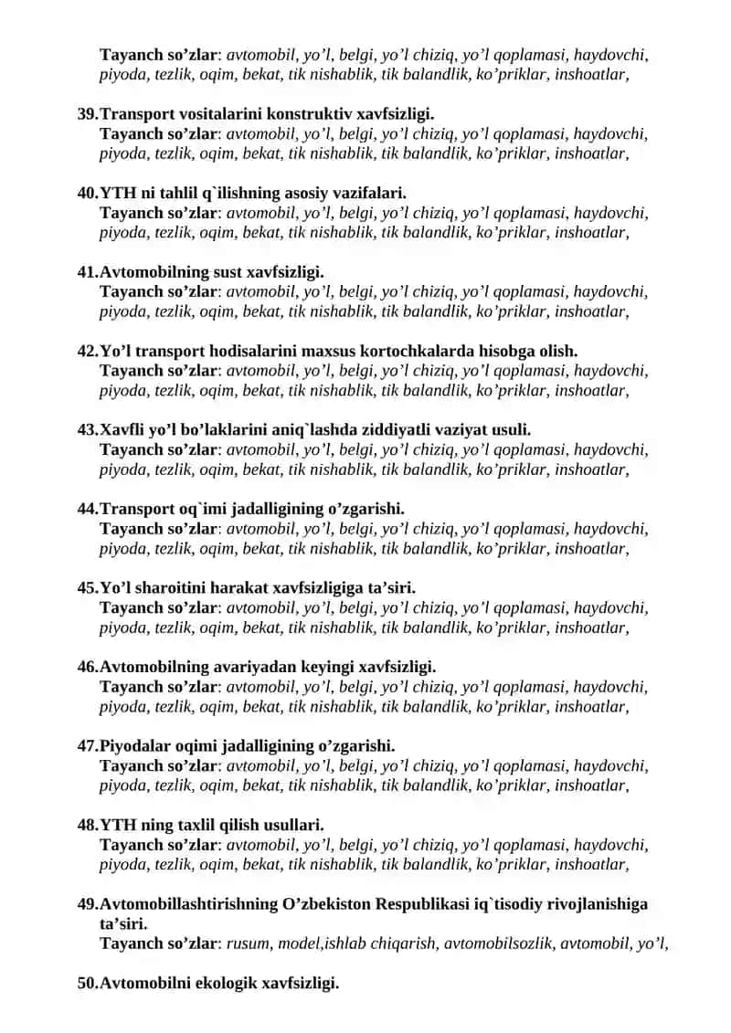 AVTOMOBILLARDA TASHISH VA HARAKAT XAVFSIZLIGINI TASHKIL ETISH ASOSLARI 4