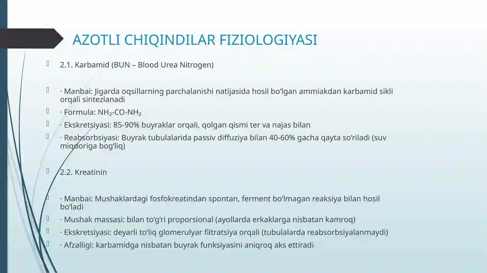 Azotemiya, uning turlari, sababları va rivojlanish mexanizmlari 4