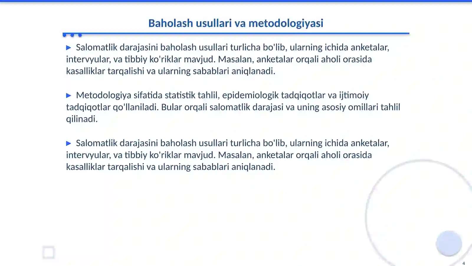 Salomatlik darajasini baholash haqida tushuncha 4