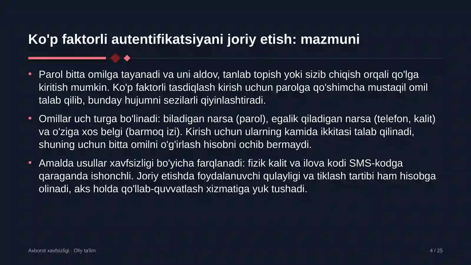 yetkazib berish xizmatlarida ko'p faktorli autentifikatsiyani joriy etish 5476 4