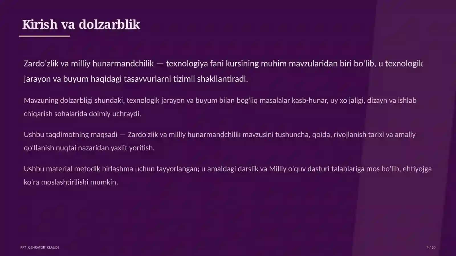 Zardo'zlik va milliy hunarmandchilik (8-sinf) 4