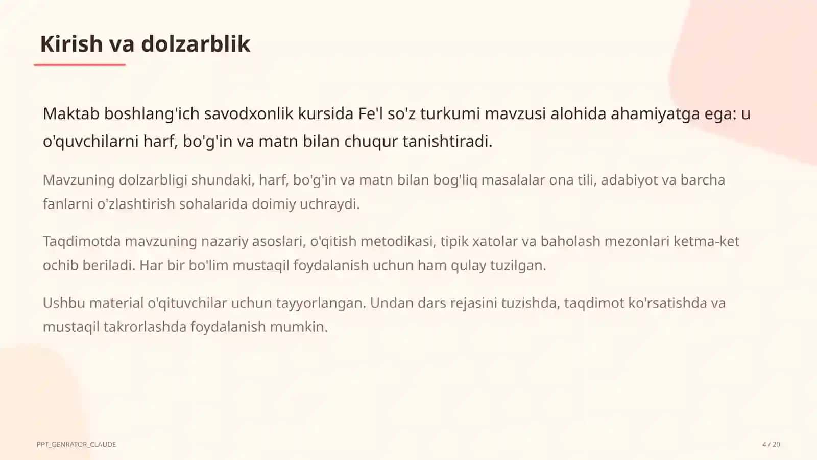 Fe'l so'z turkumi (3-sinf) 4