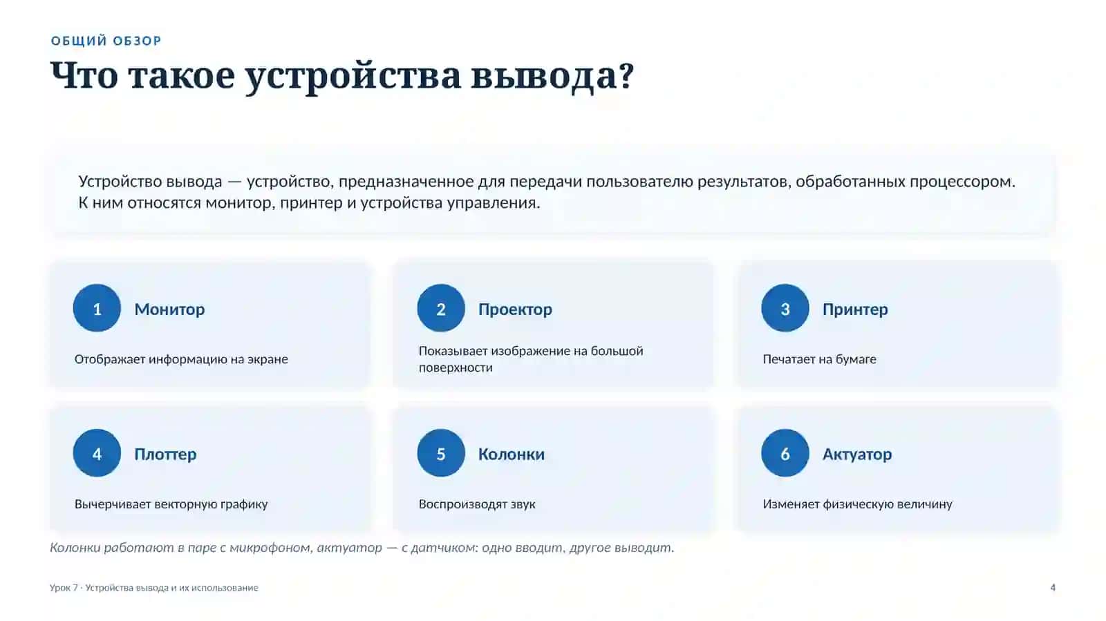 Устройства вывода и их использование 4