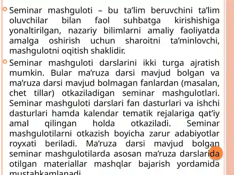 SEMINAR MASHG‘ULOTLARI VA ULARGA QO‘YILADIGANDIDAKTIK TALABLAR 4