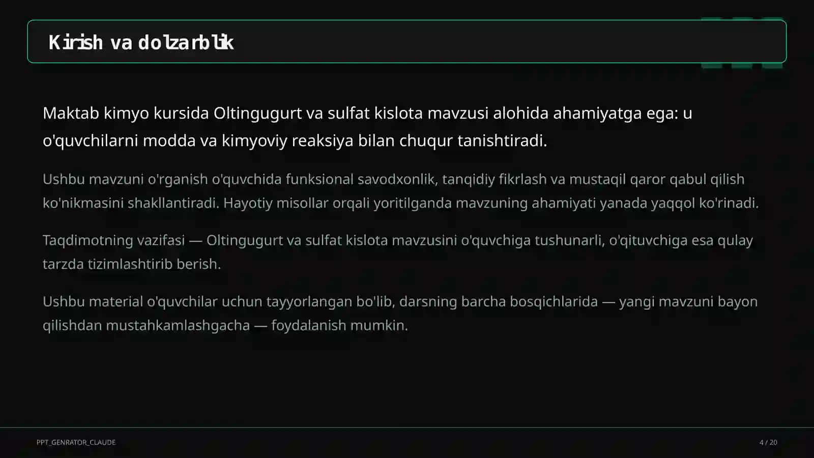 Oltingugurt va sulfat kislota (9-sinf) 4