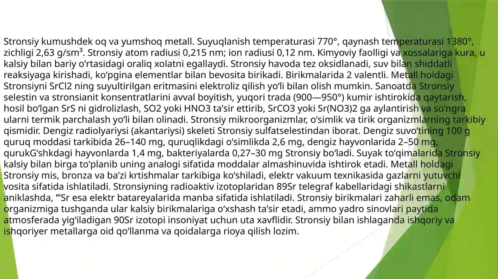 Stronsiy vatelluridebirikmalari ishlatilish sohalari 4
