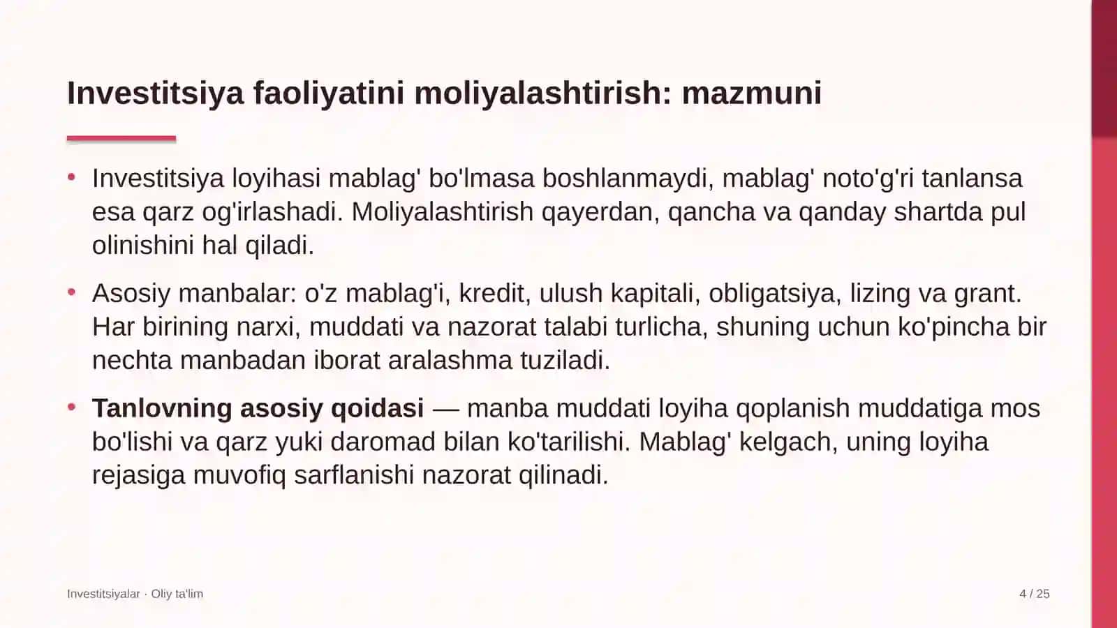 Arxitektura byurolarida investitsiya faoliyatini moliyalashtirish 4