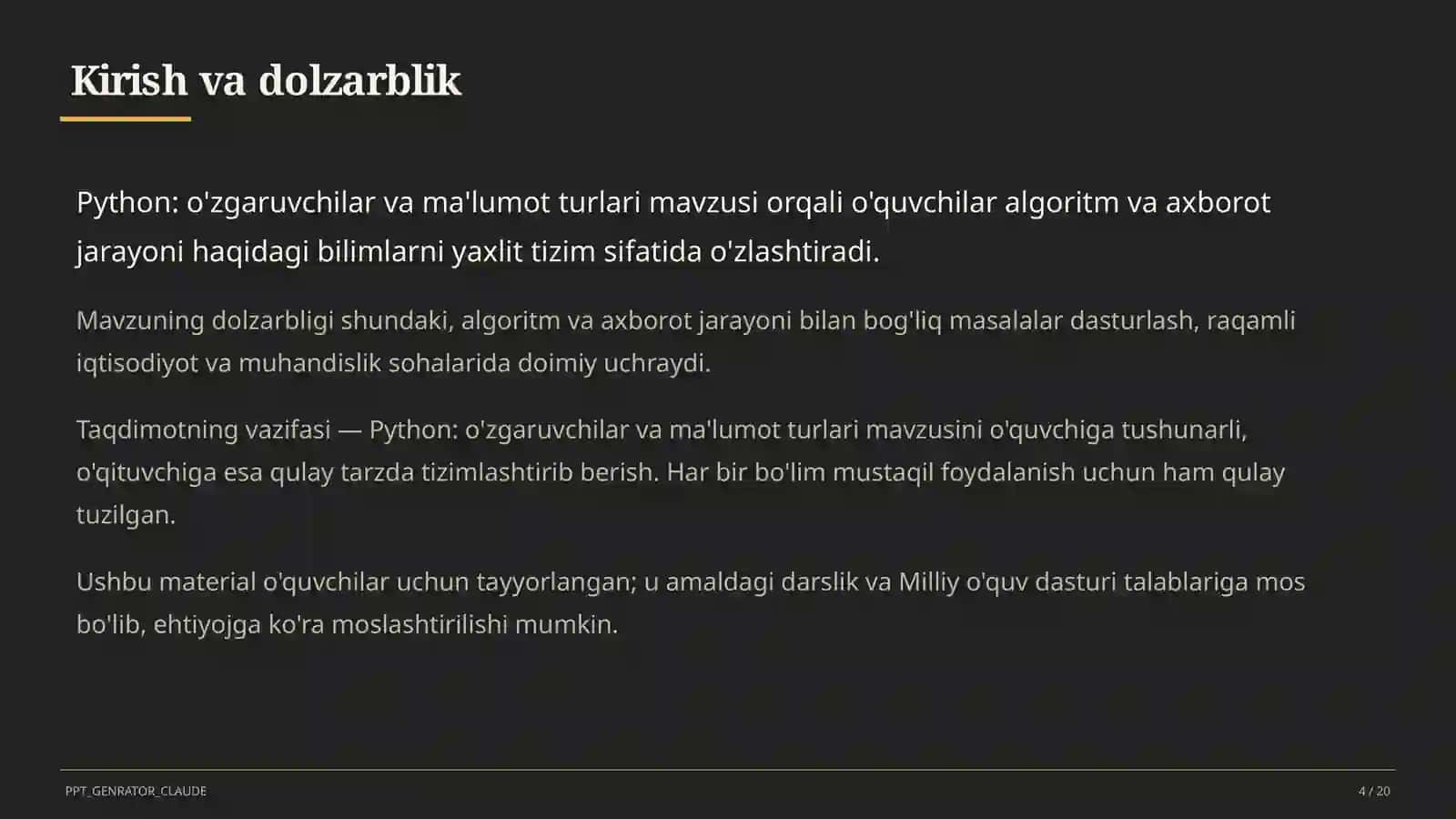 Python: o'zgaruvchilar va ma'lumot turlari (8-sinf) 4