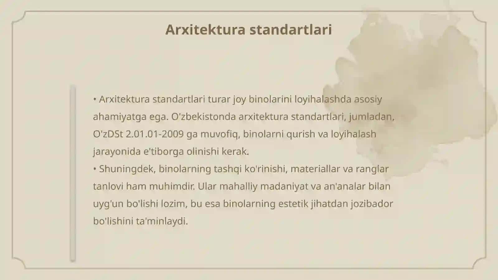Turar joy binolarini loyihalashda qo'yiladigan umumiy talablar 4