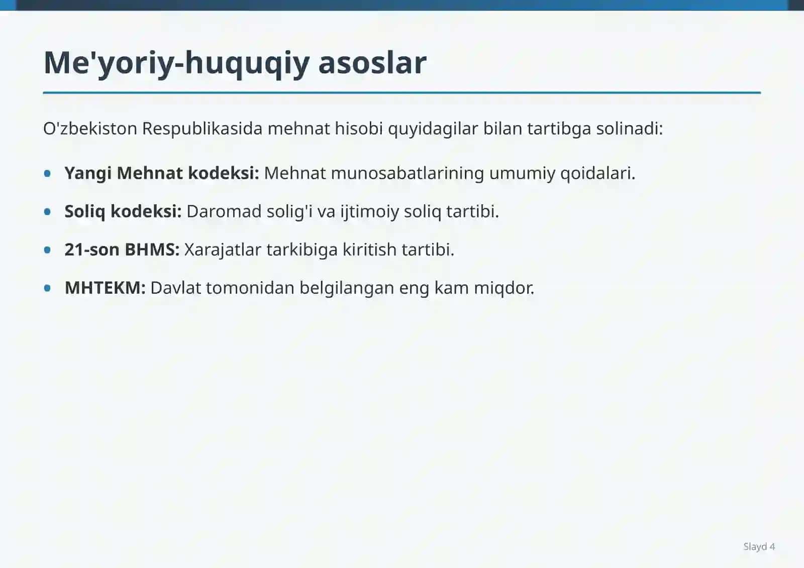 Mehnat va ish haqini hisobga olish 4
