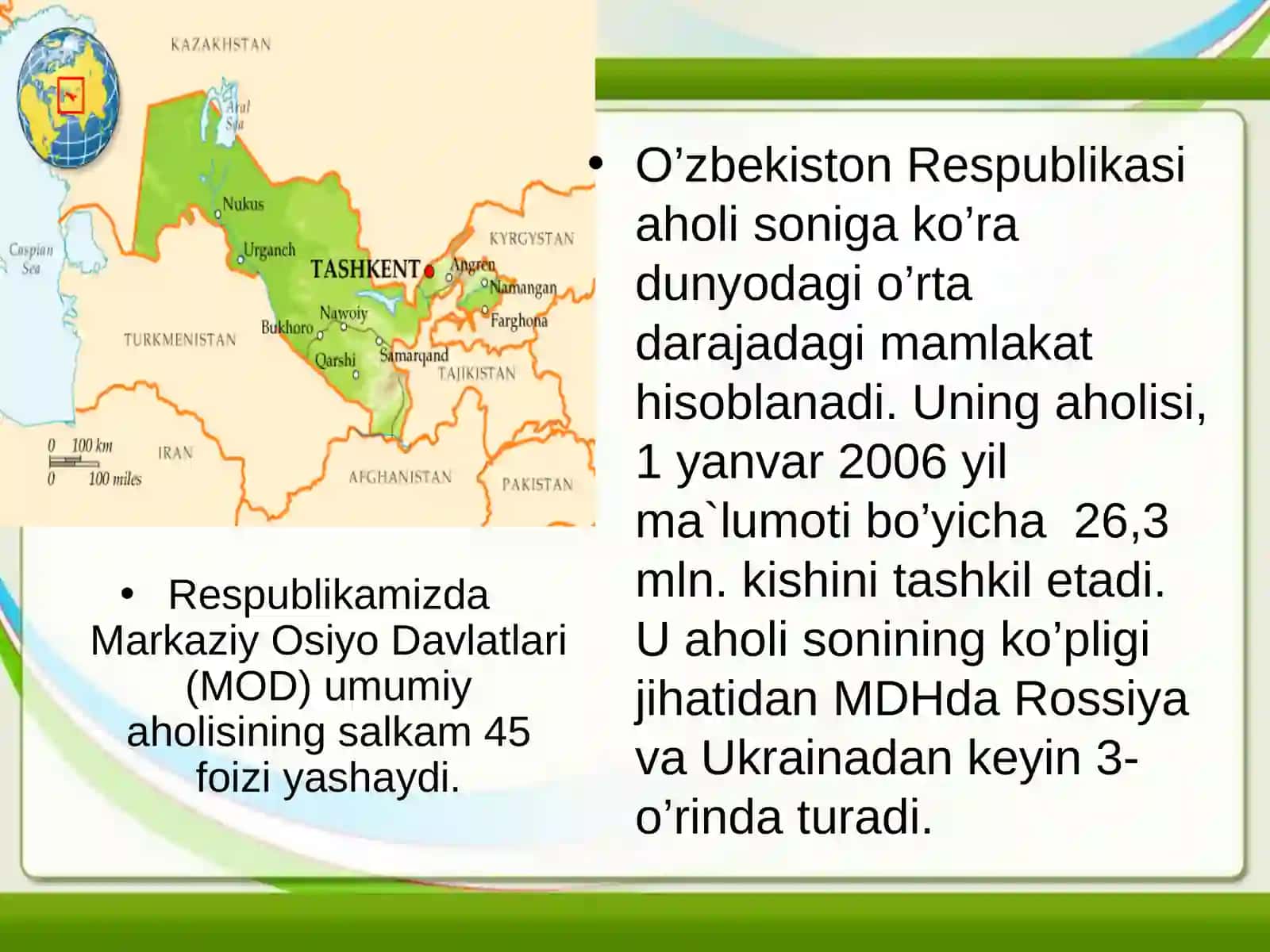 O`zbekiston aholisi va joylanishi 4
