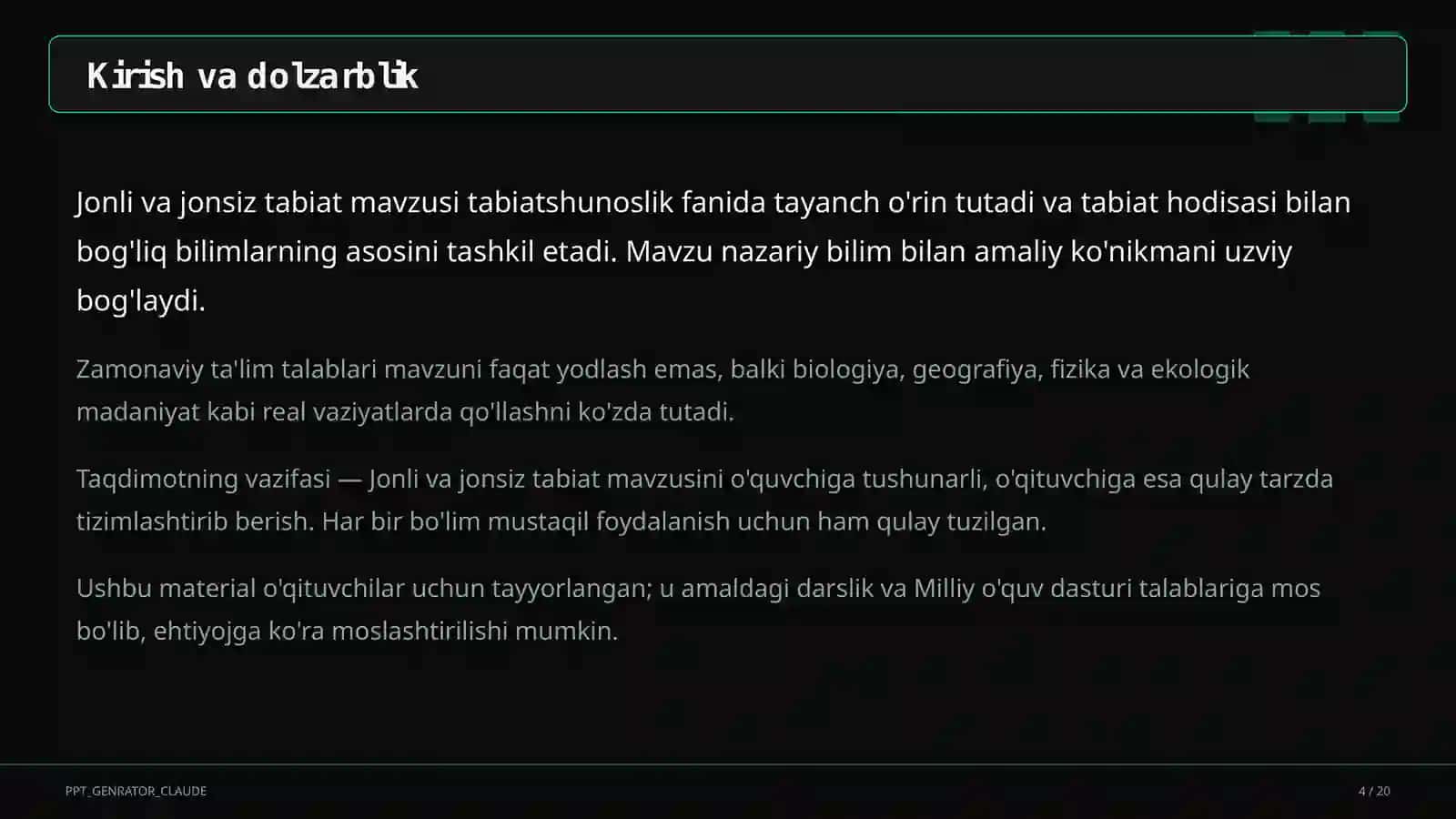 Jonli va jonsiz tabiat (2-sinf) 4