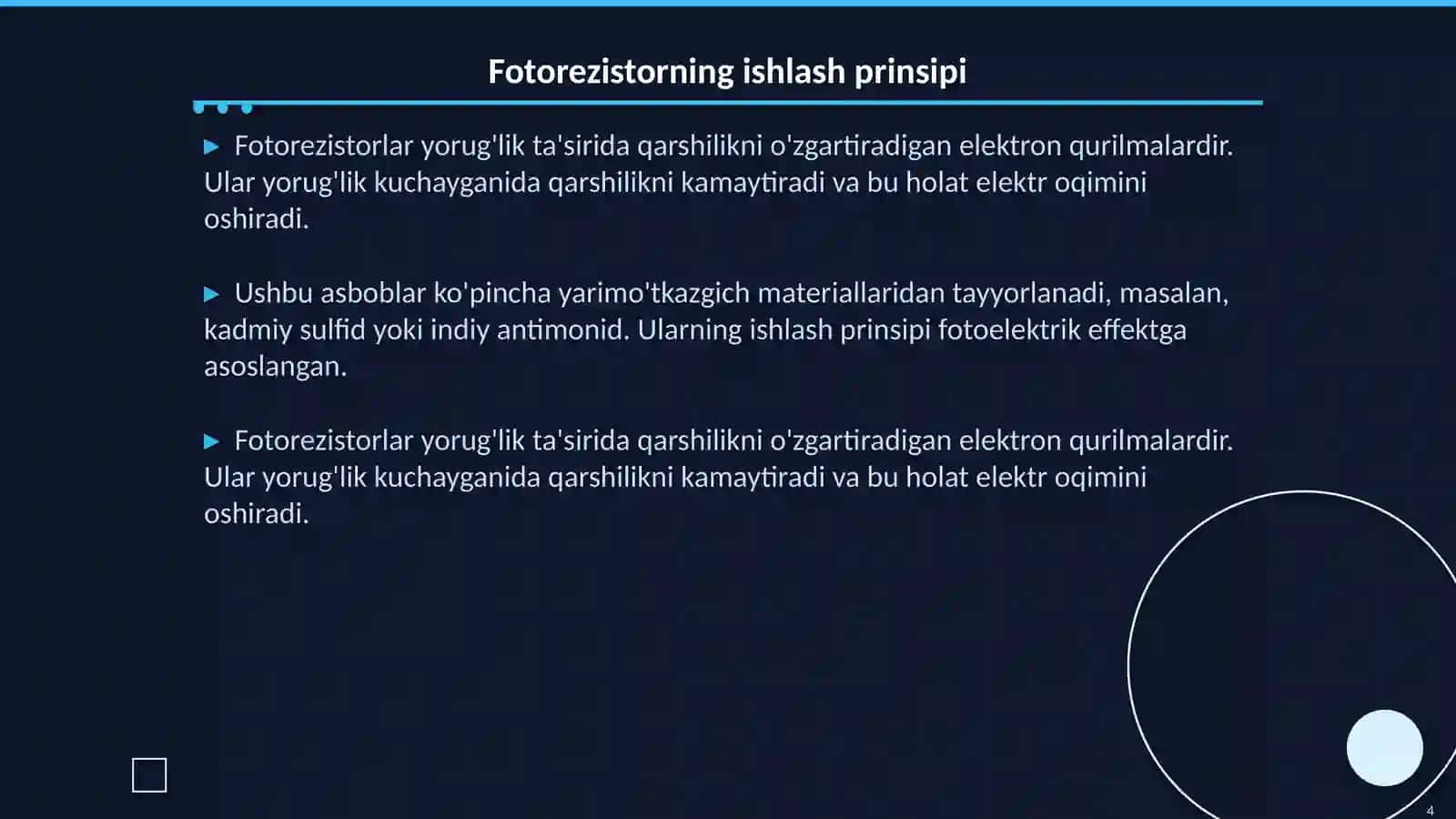 Fotoelektron asboblar. Fotorezistorning ishlashi va tuzilishi 4