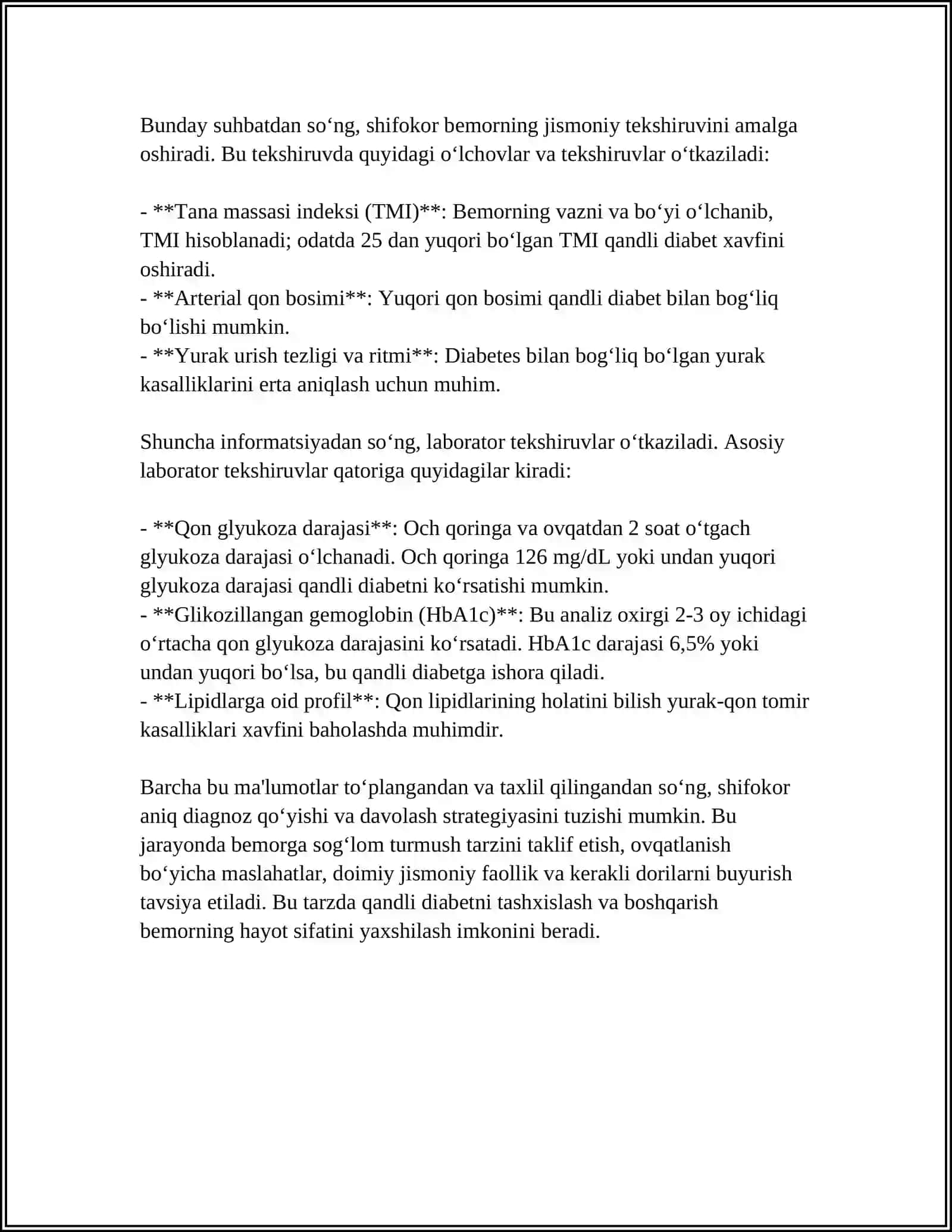 QANDLI DEABET KASALLIGIGA HAMSHIRALIK PARVARISHI 4