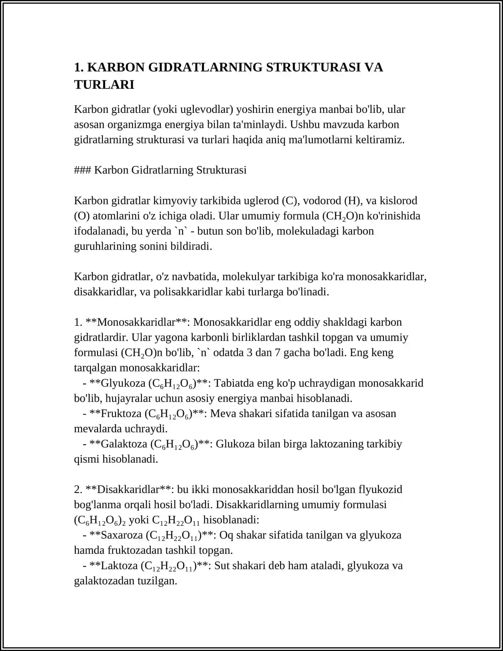 KOTABALIZIMNING UMUMIY YO‘LLARI. UGLEVODLAR ALMASHINUVI 4