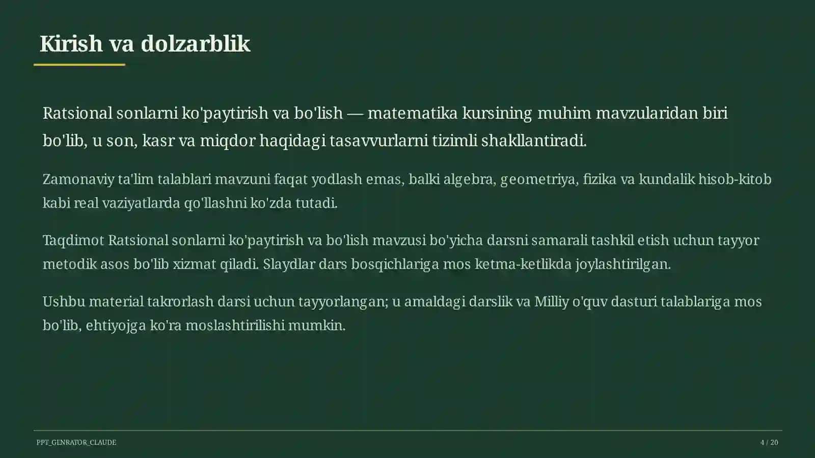 Ratsional sonlarni ko'paytirish va bo'lish (6-sinf) 4