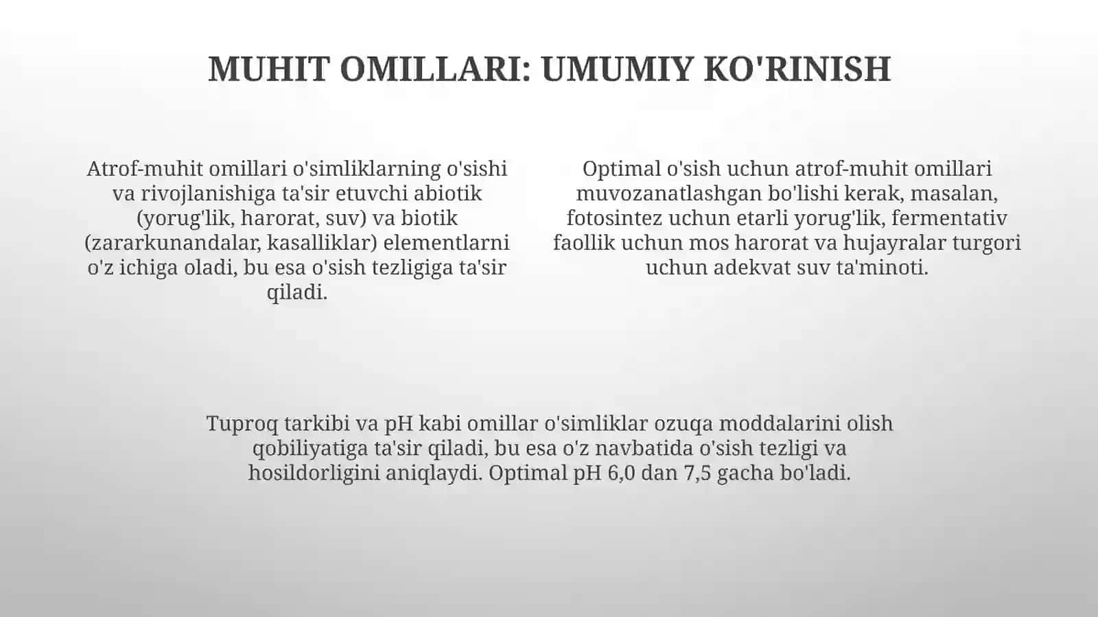 Turli muhitda osgan osimliklarni sharoitini taqqoslash 4
